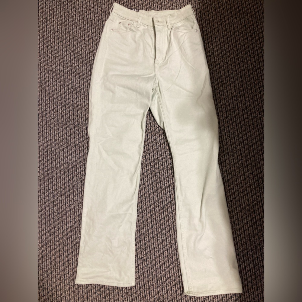 H&M Light Green Wide Leg Twill Pants Size 2